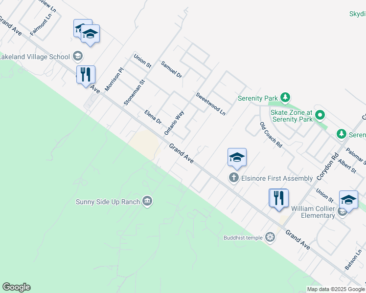 map of restaurants, bars, coffee shops, grocery stores, and more near 32790 Royal Oak Lane in Lake Elsinore