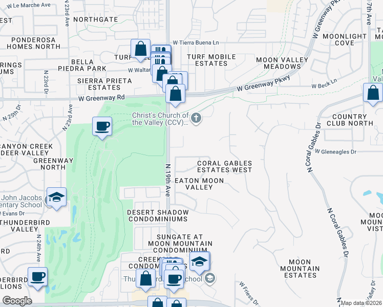 map of restaurants, bars, coffee shops, grocery stores, and more near 1734 West Banff Lane in Phoenix