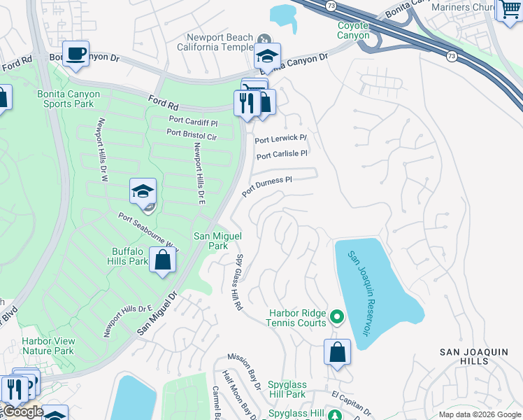 map of restaurants, bars, coffee shops, grocery stores, and more near 9 Saint Tropez in Newport Beach