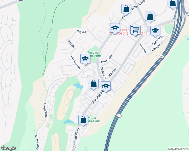 map of restaurants, bars, coffee shops, grocery stores, and more near 45 Vía Ermitas in Rancho Santa Margarita
