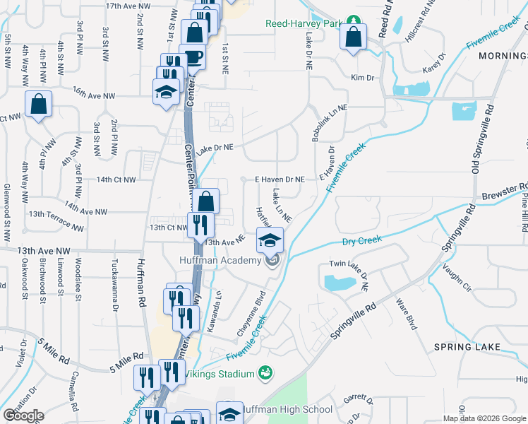 map of restaurants, bars, coffee shops, grocery stores, and more near 1305 Hatfield Lane in Birmingham