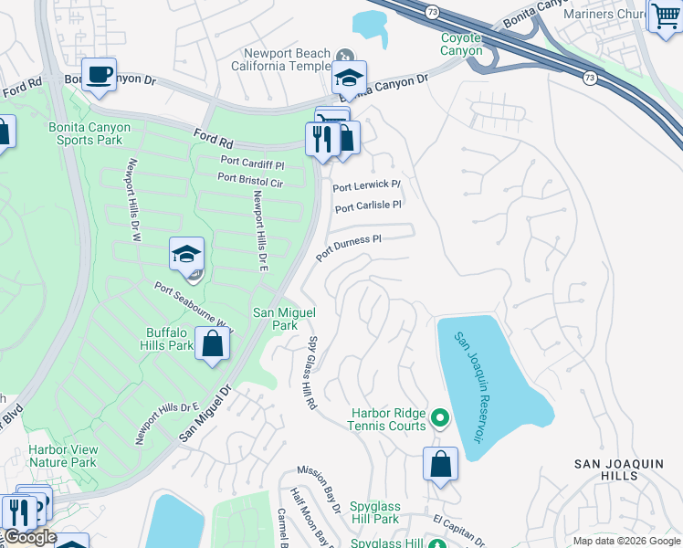 map of restaurants, bars, coffee shops, grocery stores, and more near 9 Saint Tropez in Newport Beach