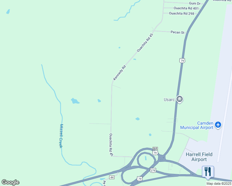 map of restaurants, bars, coffee shops, grocery stores, and more near 261 Ouachita Road 45 in Camden