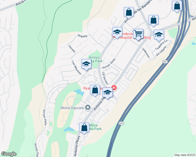 map of restaurants, bars, coffee shops, grocery stores, and more near 121 Pasto Rico in Rancho Santa Margarita