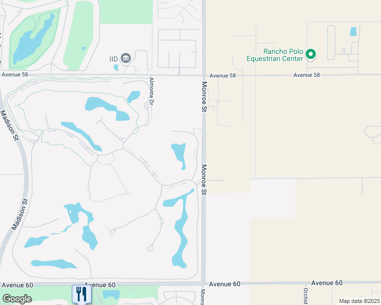 map of restaurants, bars, coffee shops, grocery stores, and more near 58791 Jerez in La Quinta