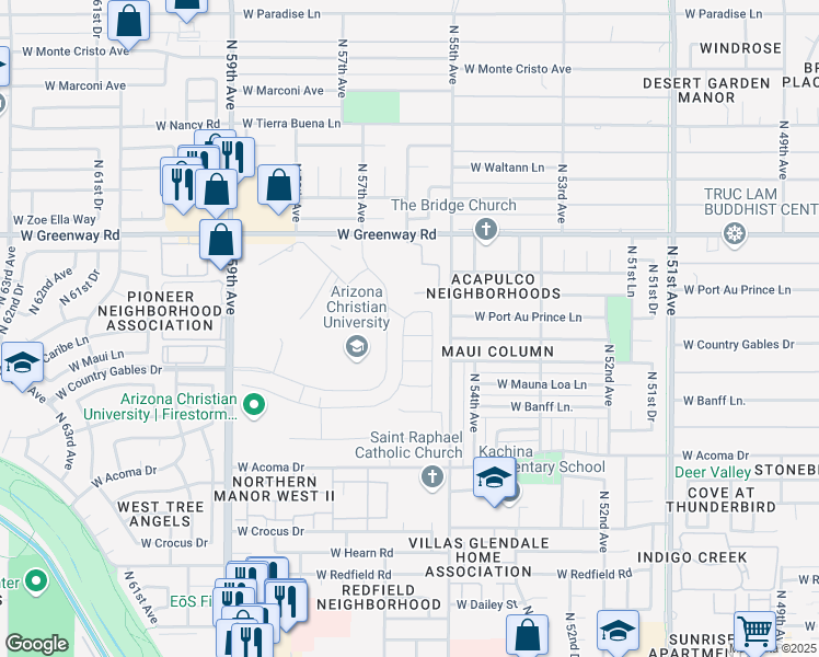 map of restaurants, bars, coffee shops, grocery stores, and more near in Glendale