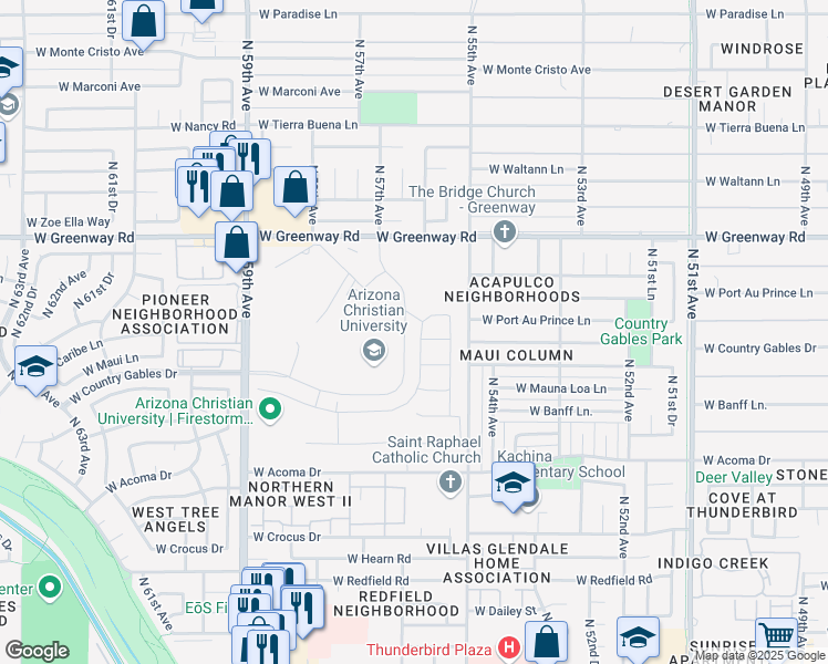map of restaurants, bars, coffee shops, grocery stores, and more near in Glendale