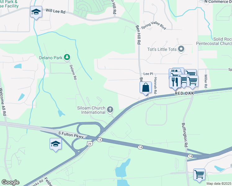 map of restaurants, bars, coffee shops, grocery stores, and more near 3705 Orchard Drive Southwest in Atlanta