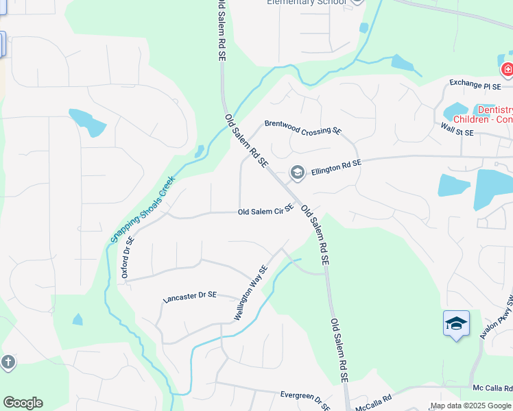map of restaurants, bars, coffee shops, grocery stores, and more near 2470 Old Salem Circle Southeast in Conyers