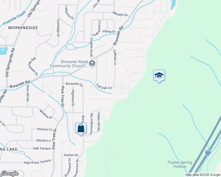 map of restaurants, bars, coffee shops, grocery stores, and more near 1503 Green Oak Circle in Birmingham