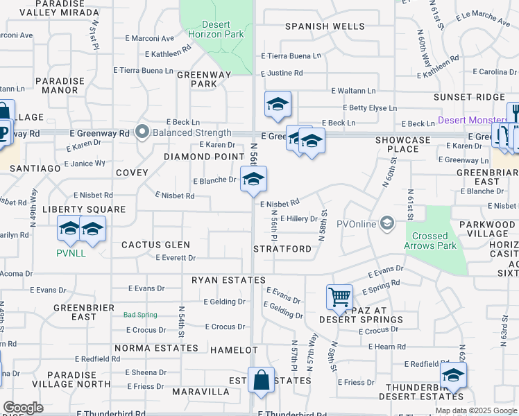 map of restaurants, bars, coffee shops, grocery stores, and more near 5601 East Nisbet Road in Scottsdale