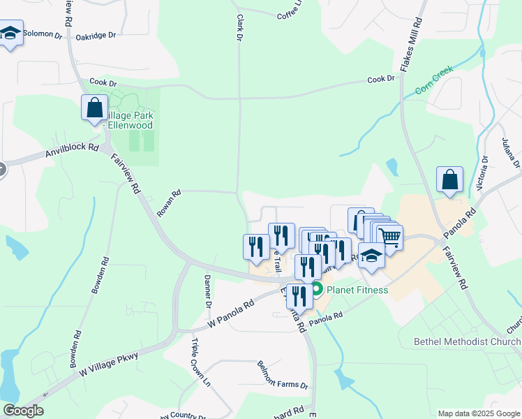 map of restaurants, bars, coffee shops, grocery stores, and more near 45-55 Chesapeake Drive in Ellenwood