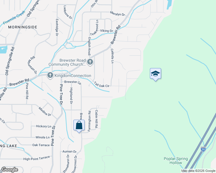 map of restaurants, bars, coffee shops, grocery stores, and more near 1503 Green Oak Circle in Birmingham