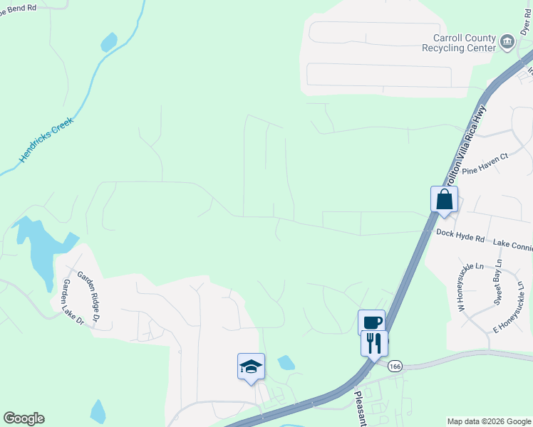 map of restaurants, bars, coffee shops, grocery stores, and more near 307 Dock Hyde Road in Carrollton
