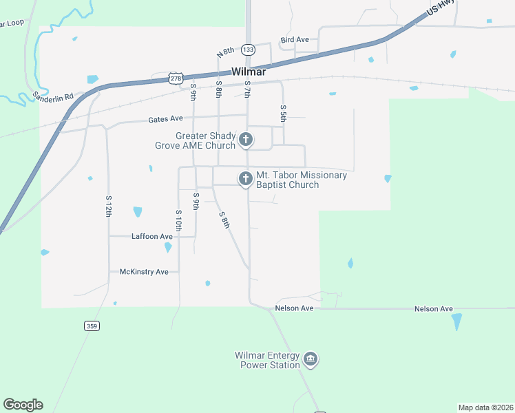 map of restaurants, bars, coffee shops, grocery stores, and more near 107 Ross Avenue in Wilmar