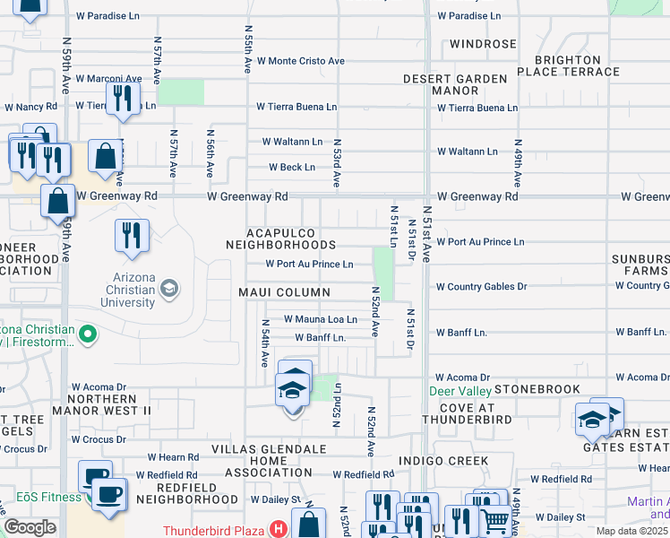 map of restaurants, bars, coffee shops, grocery stores, and more near in Glendale