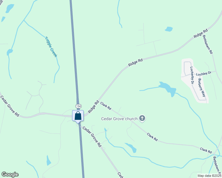 map of restaurants, bars, coffee shops, grocery stores, and more near 8540 Ridge Road in Fairburn