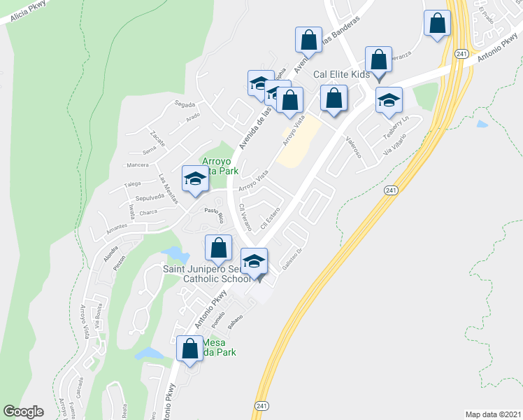 map of restaurants, bars, coffee shops, grocery stores, and more near 2 Vía Espiritu in Rancho Santa Margarita