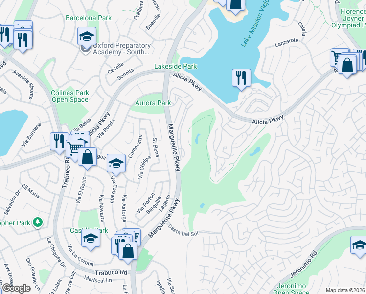 map of restaurants, bars, coffee shops, grocery stores, and more near 23304 Coso in Mission Viejo