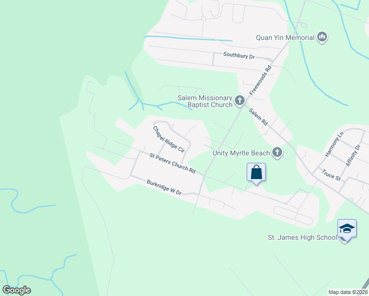 map of restaurants, bars, coffee shops, grocery stores, and more near 119 Chapel Ridge Circle in Myrtle Beach