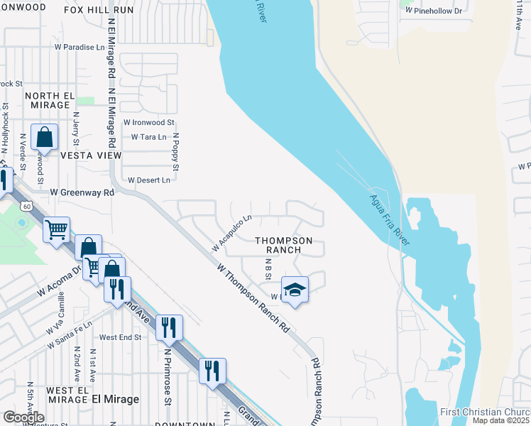 map of restaurants, bars, coffee shops, grocery stores, and more near 15200 North B Court in El Mirage