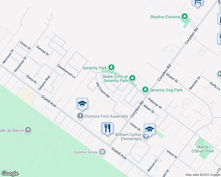 map of restaurants, bars, coffee shops, grocery stores, and more near 19860 Silverwood Drive in Lake Elsinore