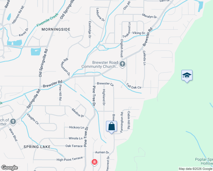 map of restaurants, bars, coffee shops, grocery stores, and more near 1557 Highland Drive in Birmingham