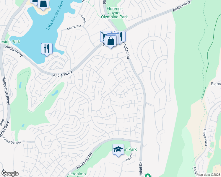 map of restaurants, bars, coffee shops, grocery stores, and more near 28385 Borgona in Mission Viejo