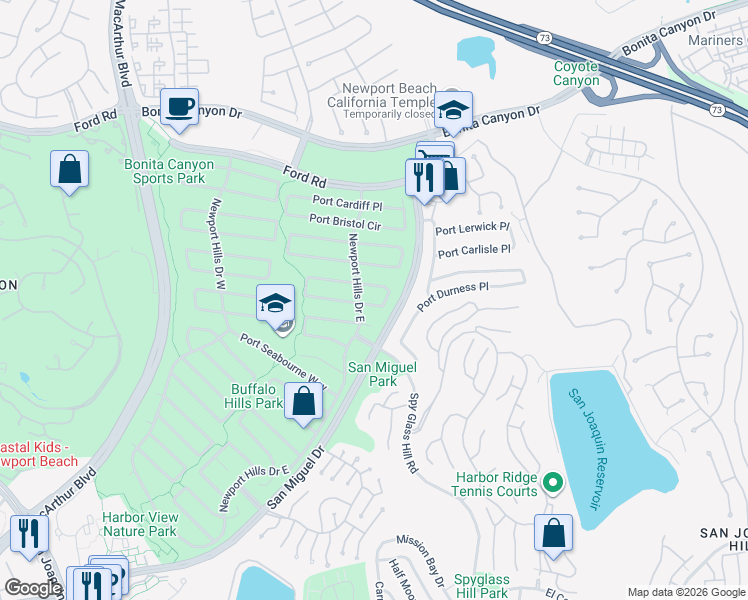 map of restaurants, bars, coffee shops, grocery stores, and more near 2012 Port Chelsea Place in Newport Beach