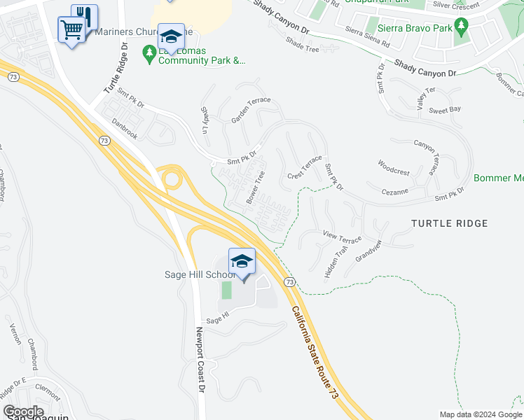 map of restaurants, bars, coffee shops, grocery stores, and more near 77 Greenhouse in Irvine