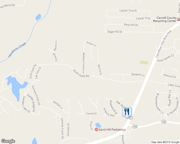 map of restaurants, bars, coffee shops, grocery stores, and more near 307 Dock Hyde Road in Carrollton