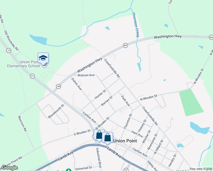 map of restaurants, bars, coffee shops, grocery stores, and more near 1005 Watson Avenue in Union Point