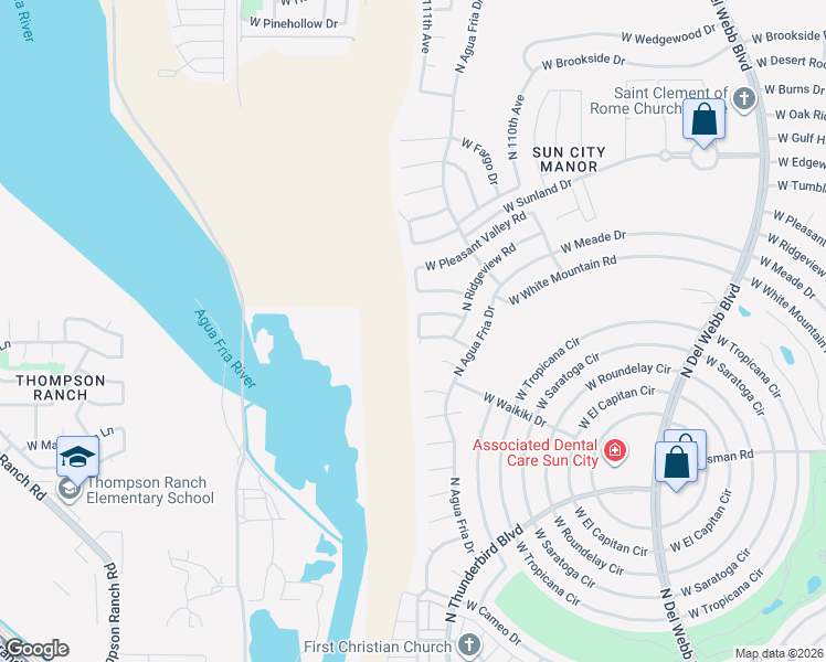 map of restaurants, bars, coffee shops, grocery stores, and more near 12101 North Frontier Drive in Sun City