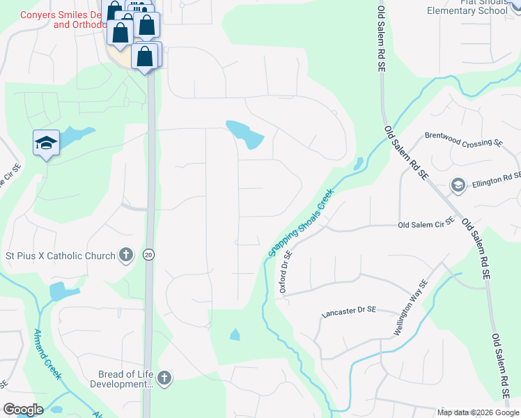 map of restaurants, bars, coffee shops, grocery stores, and more near 1255 Azalea Cir SE in Conyers