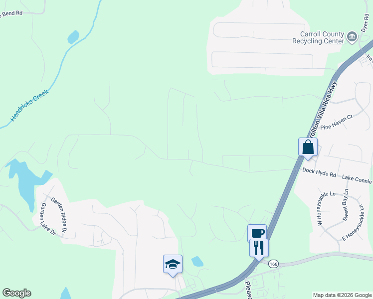 map of restaurants, bars, coffee shops, grocery stores, and more near 307 Dock Hyde Road in Carrollton