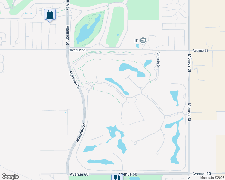 map of restaurants, bars, coffee shops, grocery stores, and more near 81371 Andalusia in La Quinta