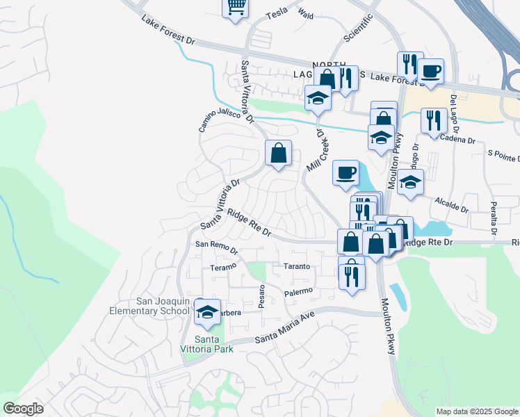 map of restaurants, bars, coffee shops, grocery stores, and more near 23371 Caminito Telmo in Laguna Hills
