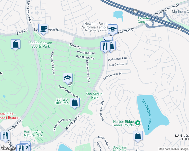 map of restaurants, bars, coffee shops, grocery stores, and more near 2012 Port Chelsea Place in Newport Beach