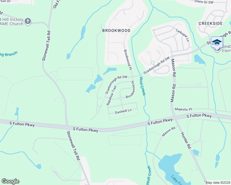 map of restaurants, bars, coffee shops, grocery stores, and more near 4942 Rapahoe Trail in Atlanta