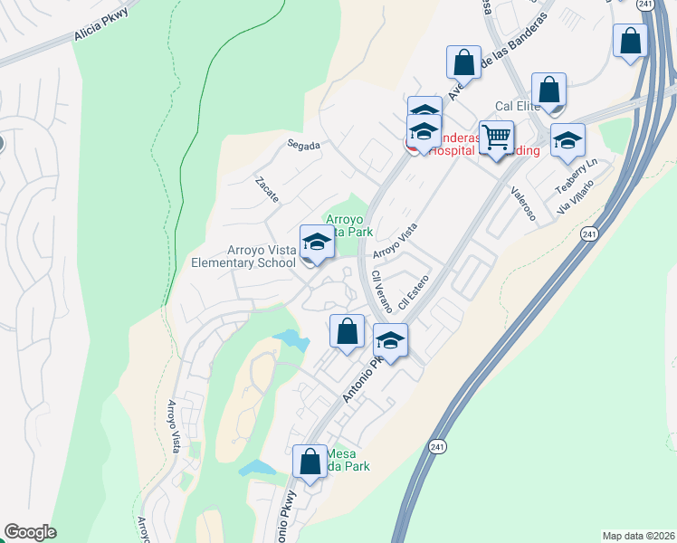 map of restaurants, bars, coffee shops, grocery stores, and more near 125 Pasto Rico in Rancho Santa Margarita