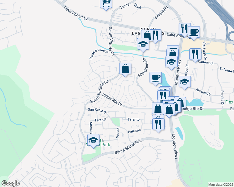 map of restaurants, bars, coffee shops, grocery stores, and more near 23371 Caminito Telmo in Laguna Hills