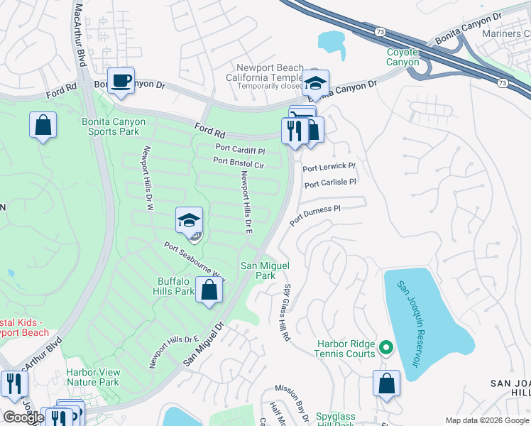 map of restaurants, bars, coffee shops, grocery stores, and more near 2012 Port Chelsea Place in Newport Beach