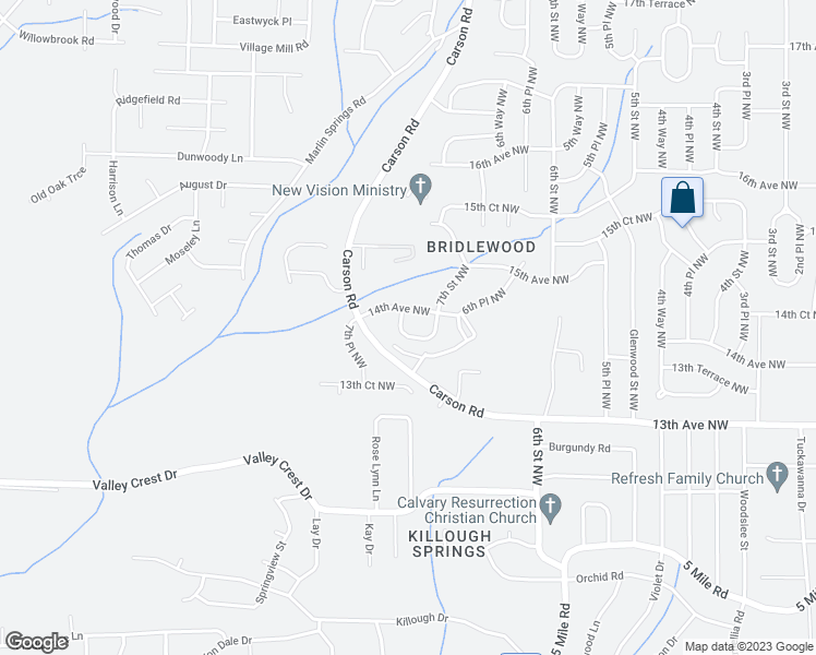 map of restaurants, bars, coffee shops, grocery stores, and more near 732 13th Terrace Northwest in Center Point