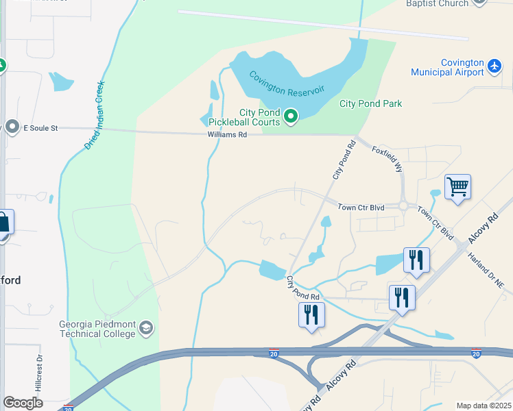 map of restaurants, bars, coffee shops, grocery stores, and more near 10130 Bob Williams Parkway in Covington