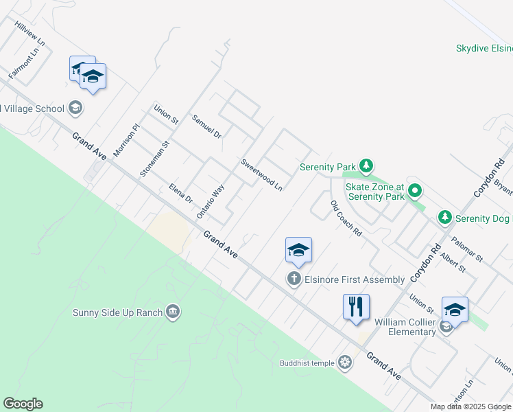map of restaurants, bars, coffee shops, grocery stores, and more near 32864 Scales Way in Lake Elsinore