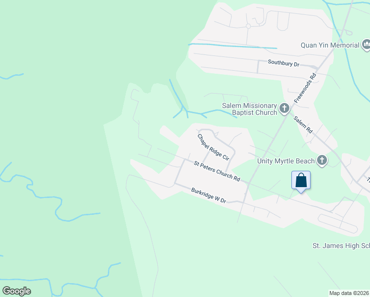 map of restaurants, bars, coffee shops, grocery stores, and more near 6694 Saint Peters Church Road in Myrtle Beach
