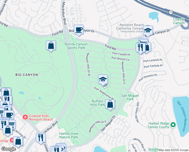 map of restaurants, bars, coffee shops, grocery stores, and more near 1815 Port Ashley Place in Newport Beach