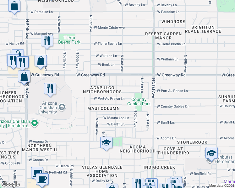 map of restaurants, bars, coffee shops, grocery stores, and more near in Glendale