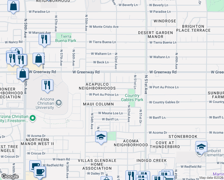 map of restaurants, bars, coffee shops, grocery stores, and more near in Glendale