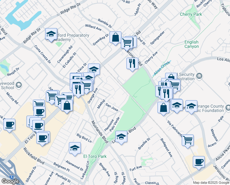 map of restaurants, bars, coffee shops, grocery stores, and more near in Lake Forest